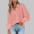 thumbnail image 2 of vigerkar Womens Shirts Button Down Lantern Long Sleeve Blouse Fashion Casual Tops 2025 Pink, L, 2 of 7
