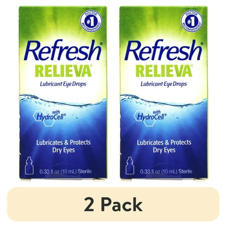 (2 pack) Refresh Relieva Lubricant Eye Drops, Lubricates & Protects Dry Eyes, 0.33 FL OZ