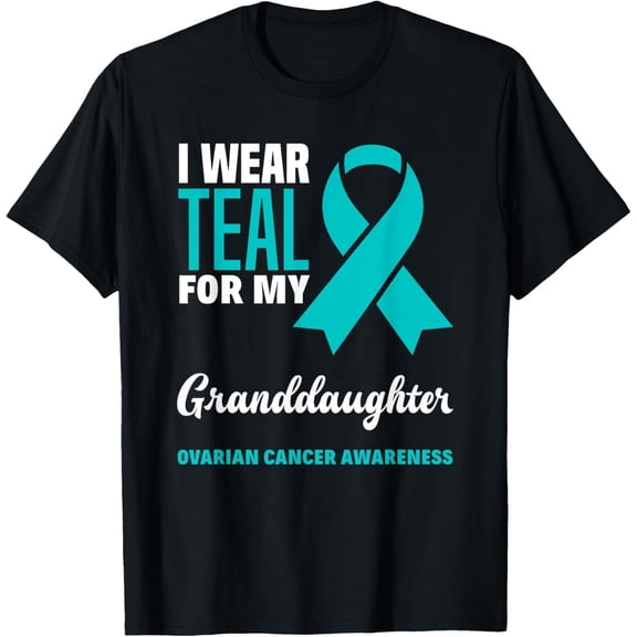Crewneck Unisex Tee - I Wear Teal For My Granddaughter Ovarian Cancer Awareness T-Shirt