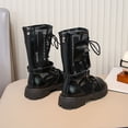 thumbnail image 5 of Cethrio Little Girls Riding Boots, Non-Slip Lace-up Breathable Soft Sole Mid Calf Boots Black Size 12(Little Kids), 5 of 7