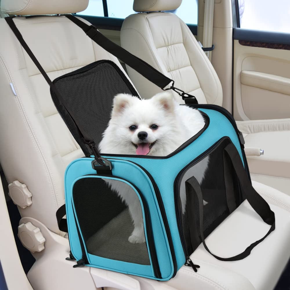 Cat, Dog Carrier for Small Medium Cats Puppies up to 15 Lbs, TSA Airline Approved Carrier Soft Sided, Collapsible Travel Puppy Carrier - Grey
