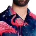 thumbnail image 5 of Starry Sky Flamingo Men's Short Sleeve Printed Poplin Beach Shirts with Spread Collar - Casual Button Down Summer Tops for Unisex, 5 of 6