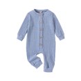 thumbnail image 1 of Gupgi Unisex Baby Rib Rompers 3M 6M 9M 12M 18M Infant Solid Color Long Sleeve Henry Jumpsuits, 1 of 8