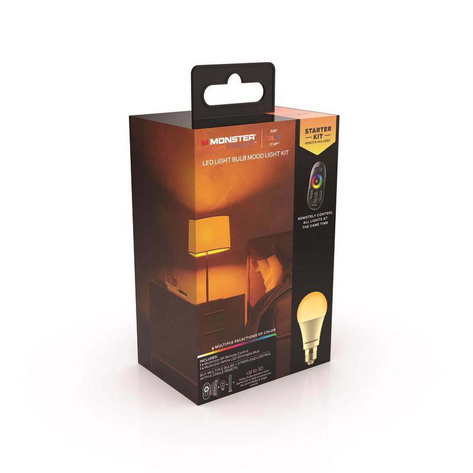 Monster Just Color It Up A19 E26 (Medium) Mood Light Color Bulb Kit Multi-Colored 7 Watt Equivalence