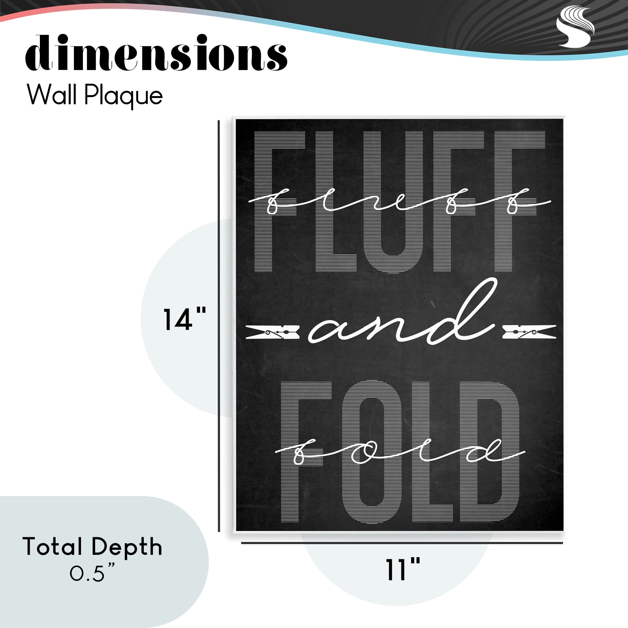 Fluff & Fold Black Minimal Wall Plaque Art, design by Marcus Prime