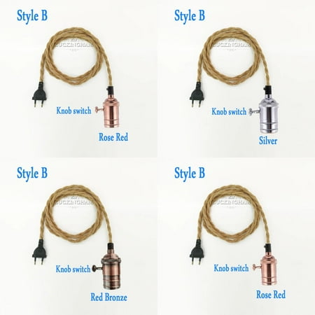 

WAGZOQN Vintage Retro Hemp Rope Hanging Light Wire with E27 Edison Bulb Socket EU Plug Power Cord and ON/OFF Switch for Classic Lamps 2/3 Meters Length
