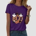 thumbnail image 2 of Kogui Funny Tshirts for Women Magical Shirts Halloween Ghost T-shirt Women Bows Ghost Shirt Halloween Gym Tshirt Spooky Season Tops (Purple,S), 2 of 5