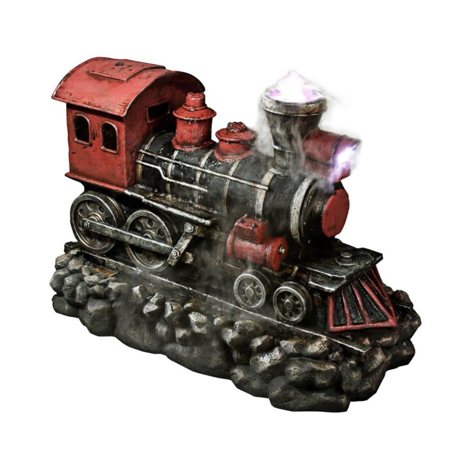 38" LED Lighted Red and Black Vintage Train Spring Outdoor