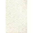 thumbnail image 1 of Bashian H112-WH-5X8-H18 Santa Fe Collection Chevron Contemporary Leather Hand Stitched Area Rug, White - 5 x 8 ft., 1 of 1
