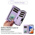 thumbnail image 5 of Furiet Argyle Wallet Case for Samsung Galaxy S24/S25 5G with Wrist Strap Shoulder Strap, Card Slots Zipper Purse PU Leather Stand Checkered Phone Cover for S 24 24S 25 25S G5 Women Girls Purple, 5 of 8