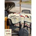 thumbnail image 5 of Outdoor Tablecloth with Umbrella Hole for Patio/Picnic/Party/Camping, Rustic Cardinal Bird Waterproof Table Cloth Square Cover Washable, Country Leaves Branches Berries Pink (60"x 60"), 5 of 9