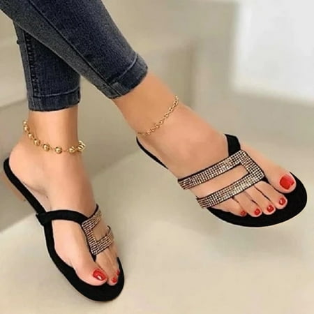 

Summer Flat Bottom Shoes Rhinestone Flip-flops Women Flip Flops Casual Slippers