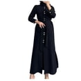 thumbnail image 1 of QIPOPIQ Robe Chemise à Manches Longues pour Femme, Boutonnée, Décontractée, Ample, Taille à Nouer, Midi, Liquidation, 1 of 8