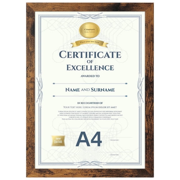 A4 picture frame (21 x 29.7 cm) Single Pack, vintage style, photo frame A4 perfect for displaying on walls or tables in living rooms, bedrooms, offices, or hallways.