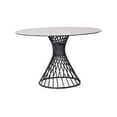 thumbnail image 3 of Oscar Round Dining Table, 8MM glass +3mm White Ceramic top, matte Black powder coated iron base, 3 of 3