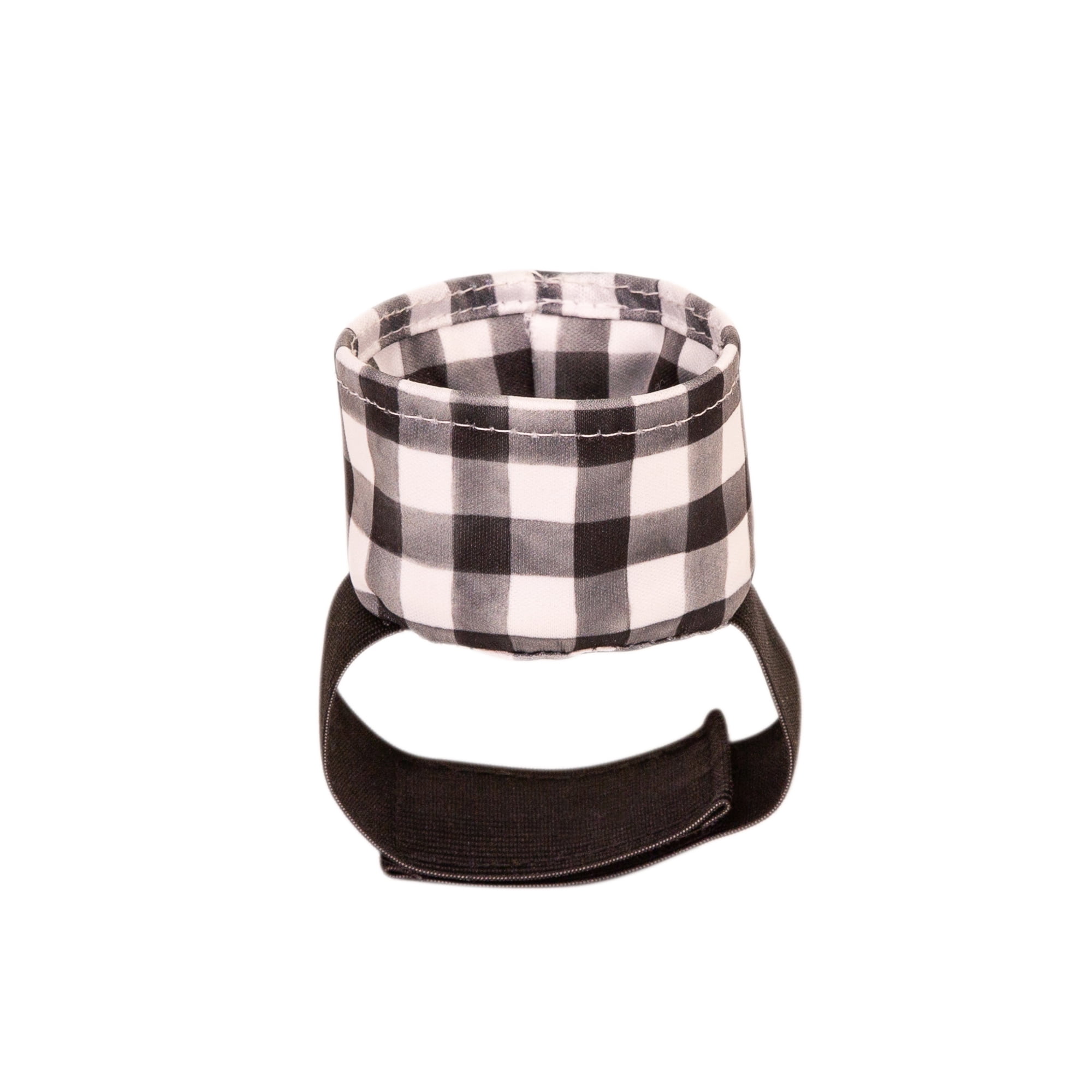 J.L. Childress Wearabowl Snack Cup.  9 months and up. Black/White Checkered.