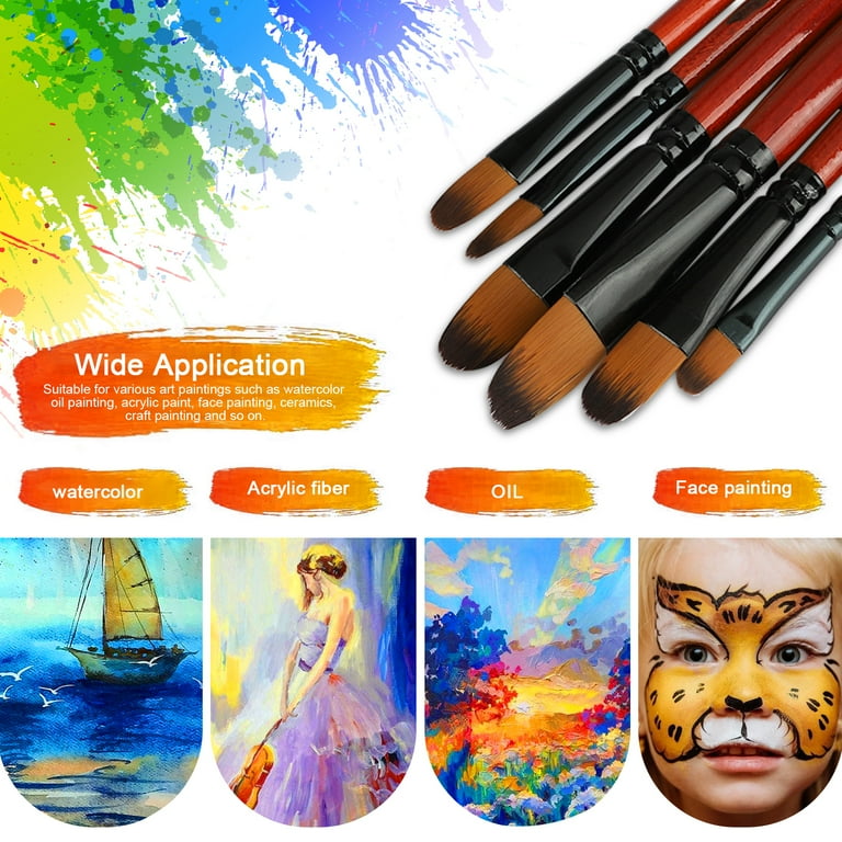 Tensky Fan Brushes Fan Art Paintbrushes Artist Soft Anti-Shedding Nylon Hair Paint Brush Set for Acrylic Watercolor Oil