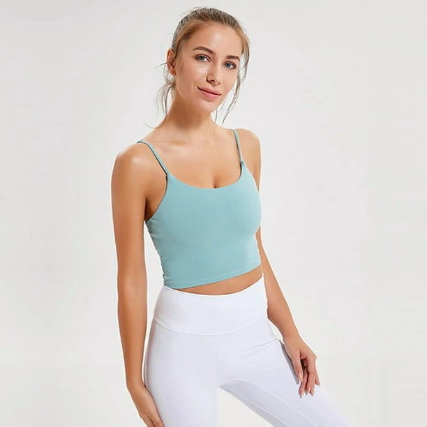 Thin strap workout tops for women fitness yoga shirts strappy gym crop top  padded pink sport shirt 7 colors spandex women shirts 