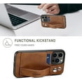 thumbnail image 3 of for iPhone 13 Pro, PU Leather Wallet Case Back with Elastic Card Slot Magnetic Clasp Kickstand Hand Strap Protective Cover for iPhone 13 Pro 6.1 inch 2021 (Brown), 3 of 11