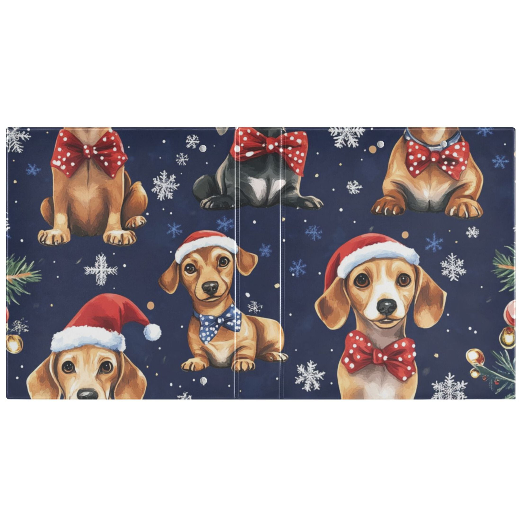 Christmas Snowflakes Dogs 3 Ring Binders 1.5 inch Hardcover File Folders with Interior Pockets A4 Size Organizer for School Office Hospital