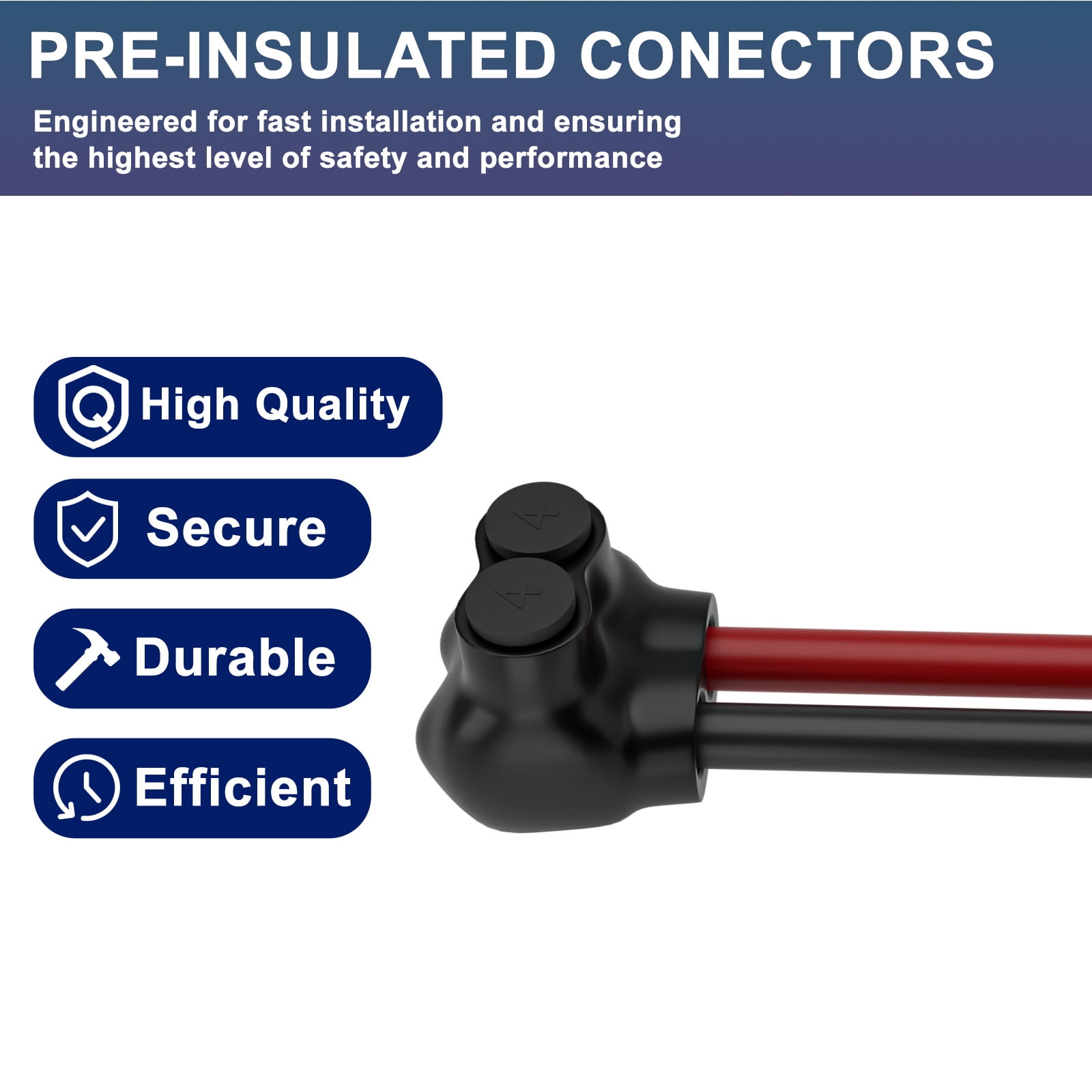 5 Pcs Insulated Multi Cable Connectors 2 Port Single Entry Splice Electrical Power Connector Black Interconnect Terminals Pre Filled Wire Connectors (4-14 AWG Wire Range)