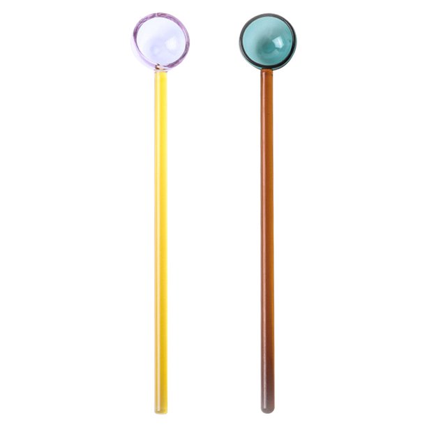 Paquete de 2 cucharas de vidrio resistentes al calor, cucharas agitadoras de vidrio, cuchara de vidrio de 18,8mm, cuchara para helado de café