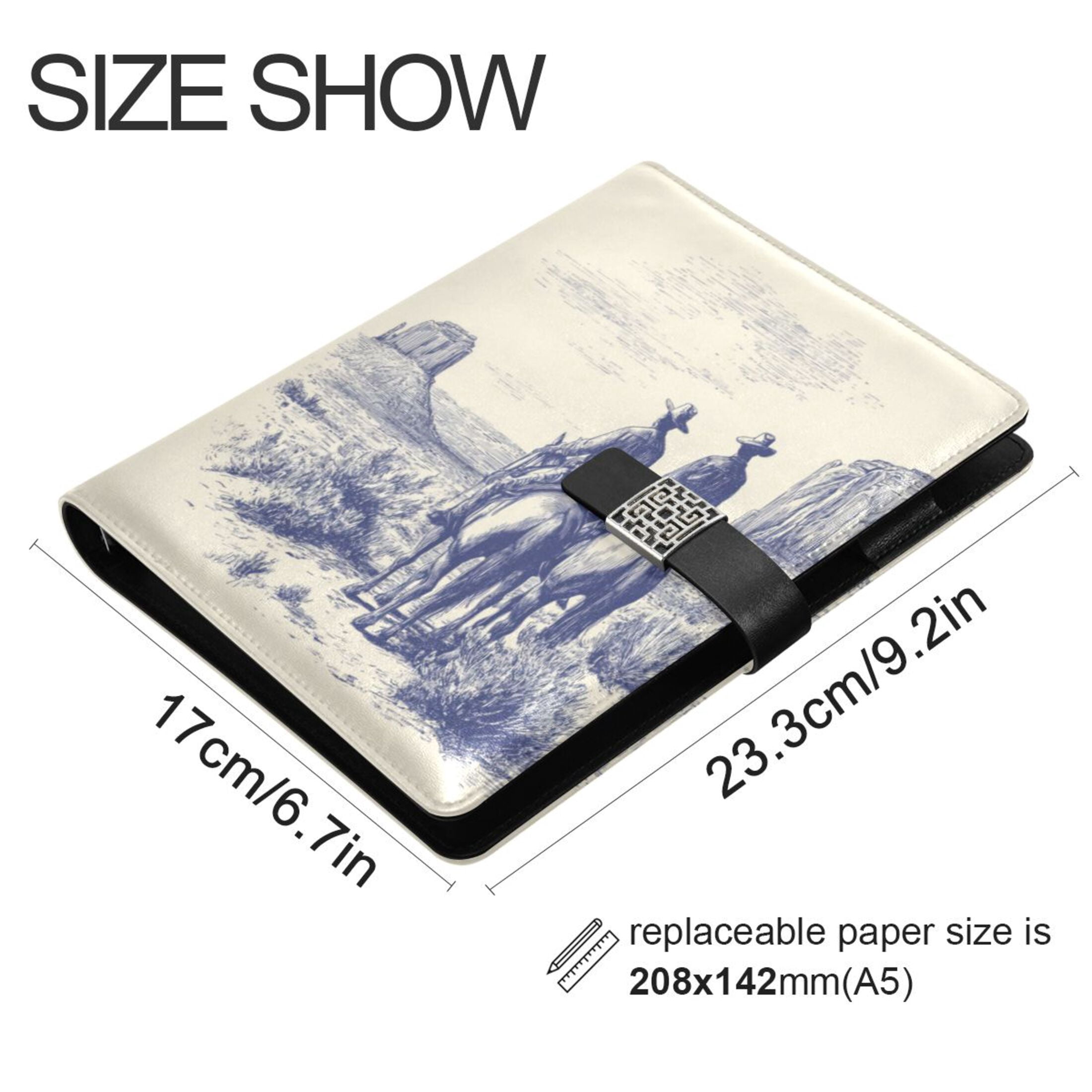 Leather Planner Leather Notebook Notebook Journal Binder Design Pen Pocket Design Convenient for Storage Two Cowboys Desert