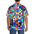 thumbnail image 5 of Lafuoo Colorful Tie Dye Stained Glass 2 Pattern Men's Cuban Collar Short Sleeve Shirt, Button-Down Resort Beach Pocket Shirt-Small, 5 of 7