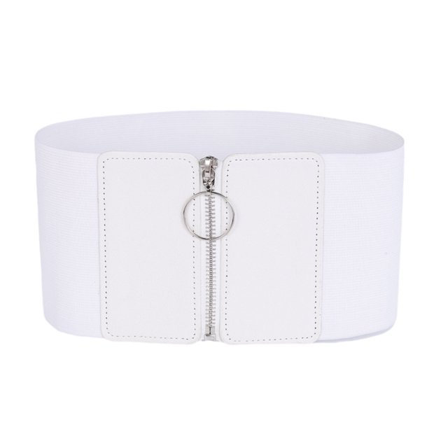 Sonducket Cinturón ancho de moda y práctico de PU con declaración de cremallera en todas partes regalos de cintura Ropa, zapatos y accesorios Miscelánea Blanco