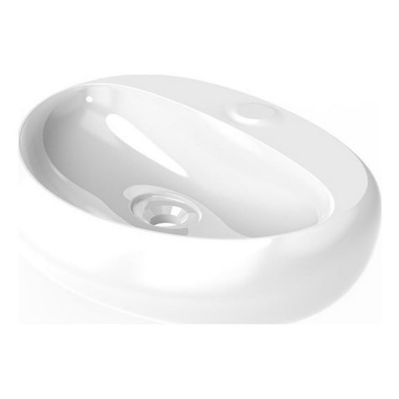 Rosaria Ceramic Oval Wall Mount Bathroom Sink in Glossy White