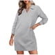 thumbnail image 1 of Vestido sudadera de manga larga con cuello de solapa y cuello en V para mujer - Vestido mini holgado de color liso, 1 of 7