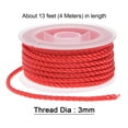 thumbnail image 2 of Unique Bargains Fil de Nylon Ficelle Perlage Cordon 3 mm Nylon Tressé Extra Résistant Corde d'Artisanat 4 M/13 Pieds, Rouge, 2 of 7