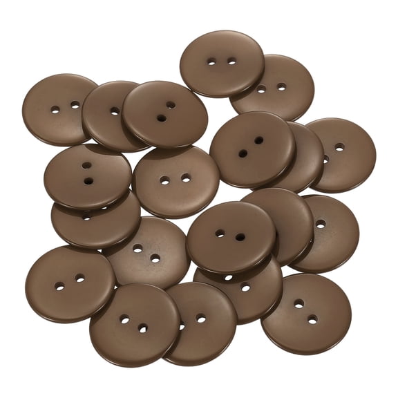 20pcs Resin Sewing Button, 25mm (1-inch) 2 Holes Round Craft Buttons, Dark Brown