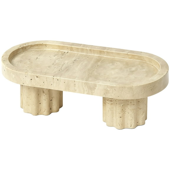 Natural Stone Tray, Vanity Decorative Tray, Oval Shape, Handcrafted Design with Cylindrical Supports, Sturdy Tray for Kitchen Counter, Dining Table, and Home Decor, 9.6 x 4.7 x 3.1"