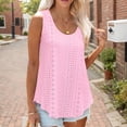 thumbnail image 4 of Women's Casual Round Neck Sleeveless Blouse Eyelet Crochet Beach Summer Tank Top, 4 of 19