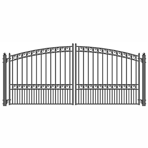 ALEKO Yard Garden Steel Dual Swing Driveway Black Gate 14 ft Paris Style