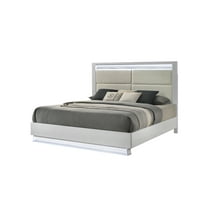 Glam Modern Style King Bed with LED headboard Made With Wood in White