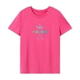 thumbnail image 1 of Camiseta de mujer moda de verano camisa de cuello redondo femenina para viaje de compras de trabajo Rosa Rosa, 1 of 7