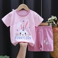 thumbnail image 2 of UAYOTSE Cute Fashion Toddler Kids Pajamas Set Short Sleeve T-Shirt & Loose Shorts Unisex Dailywear Sleepwear Homewear for Spring Summer Outings,Sizes 18-24 Months, 2 of 4