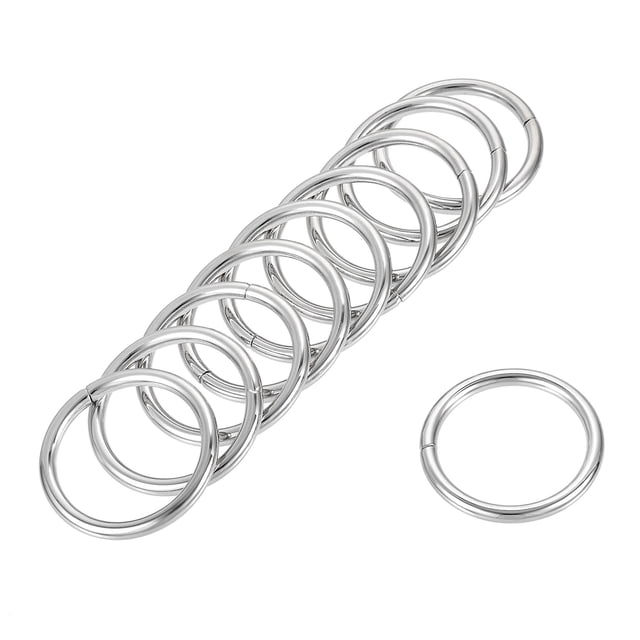 Uxcell Anillo O de Metal, Anillos No Soldados, para Bricolaje de Hardware en Cuero Tono Plateado 38x4.8mm