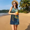 thumbnail image 3 of Fotbe Surfing Turtle Vestido de Verano sin Mangas para Mujer – Vestido Midi Línea A, Estilo Camiseta Floral, Vestido Playero Casual y Fluido, 3 of 7