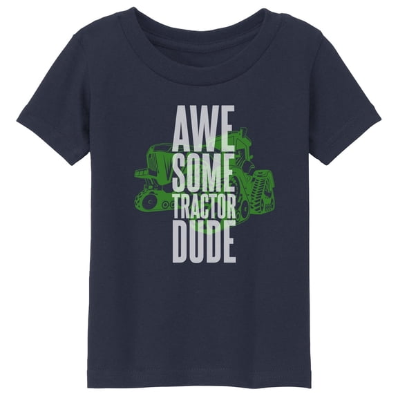 John Deere Toddler Awesome Tractor Dude Short Sleeve Tshirt Navy Blue