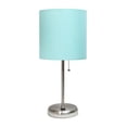 thumbnail image 1 of Stick Table Lamp with USB Charging Port & Fabric Shade, Aqua, 1 of 1