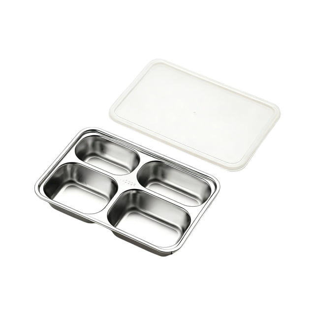 zhangmingg 304 Stainless Steel Compartmentalized Dinner Plates with Secure Lids for Cafeteria and Institutional Use