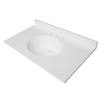 Kingston Brass KVPB3722A38 Wimbeldon 37" x 22" Solid Surface Vanity Top with Oval Sink (8" Faucet Drillings), Glossy White