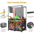 thumbnail image 2 of Rolling Mesh Pool Storage Bin Cart Double Decker Outdoor Towel Hanger Organizer w/Towel Drying Bars for Pool Toys, Large, 36" L x 24" W x 57" H, Extended Sturdy Connector & Metal Frame, Black, 2 of 18
