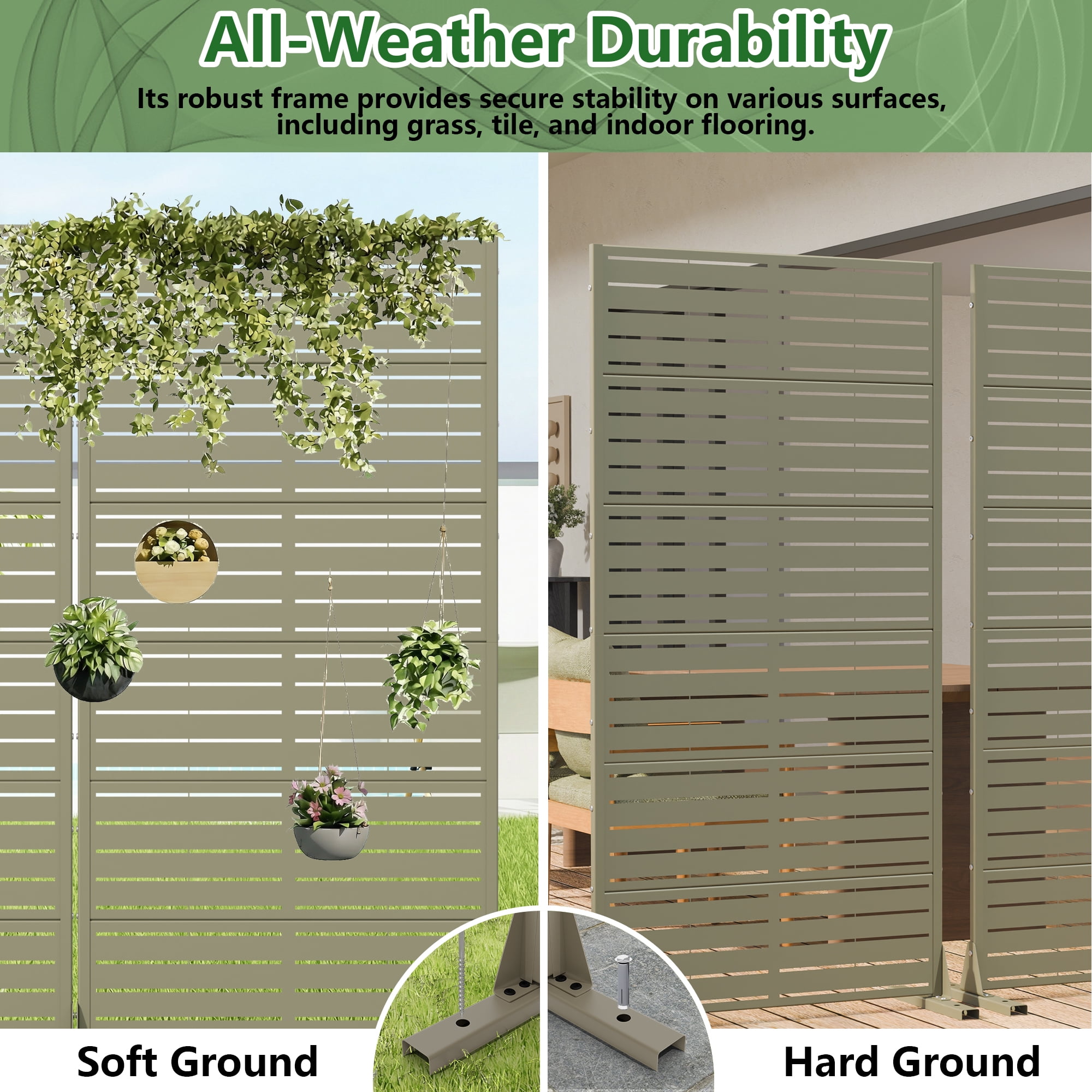 Metal Privacy Metal Screen Fence Panel Set of 2