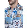 thumbnail image 3 of LA LEELA Men's Hawaiian Shirts Short Sleeve Button Down Shirt Men's Hawaii Shirts Boho Vacation Summer Beach Shirts for Men S Water Surf, Multicolor, 3 of 6