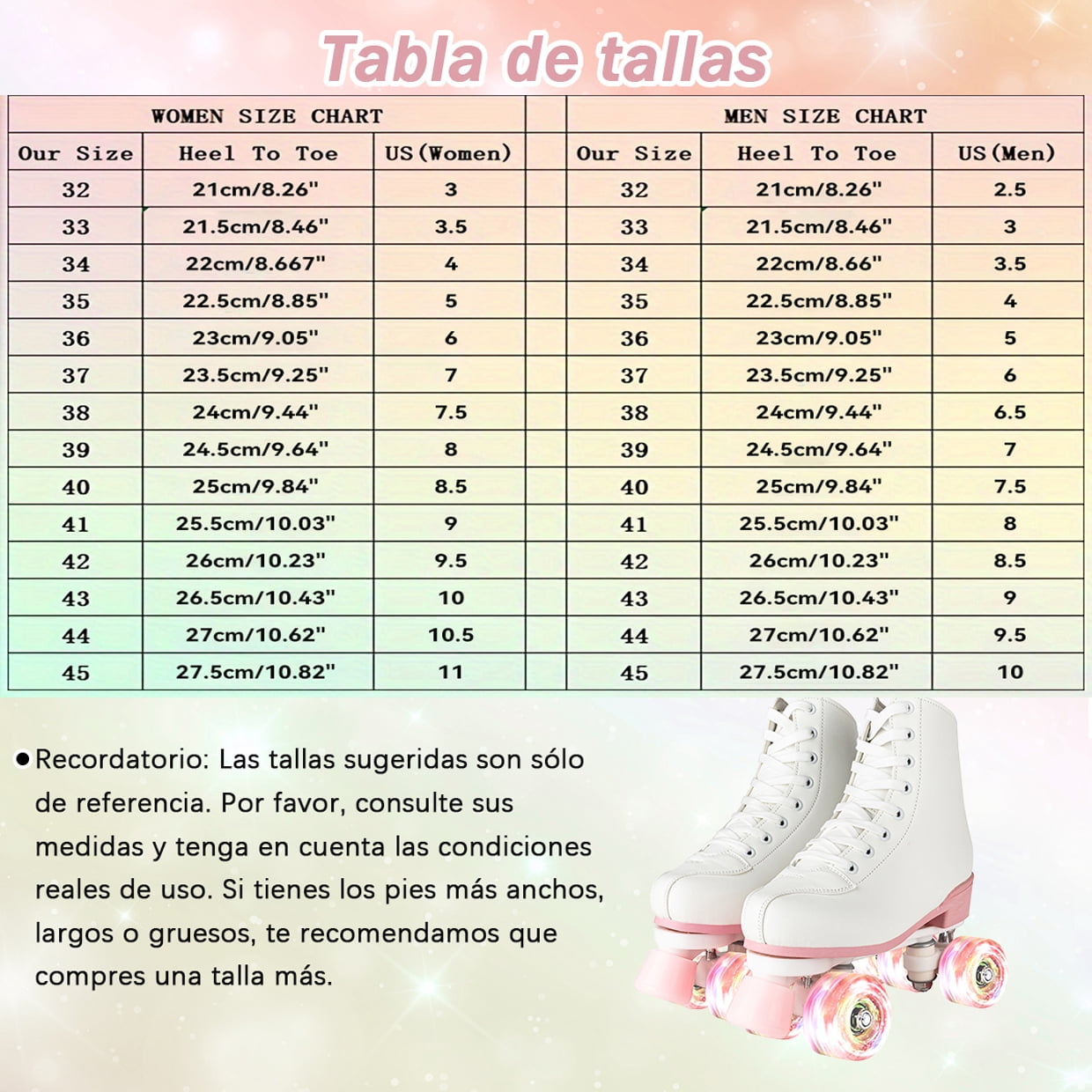 JieC Roller Skate for Women&Men, Adult Teen Classic Fashion Roller Skates with Pink Flash Wheel, White&Pink(Women's 8 / Men's 7)
