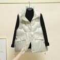thumbnail image 5 of Shadoumai Puffer Vest Womens Metallic Shiny Baggy Winter Quilted Vests, Windproof Sleeveless Puffer Jacket Warm Padded Down Outerwear, 5 of 6